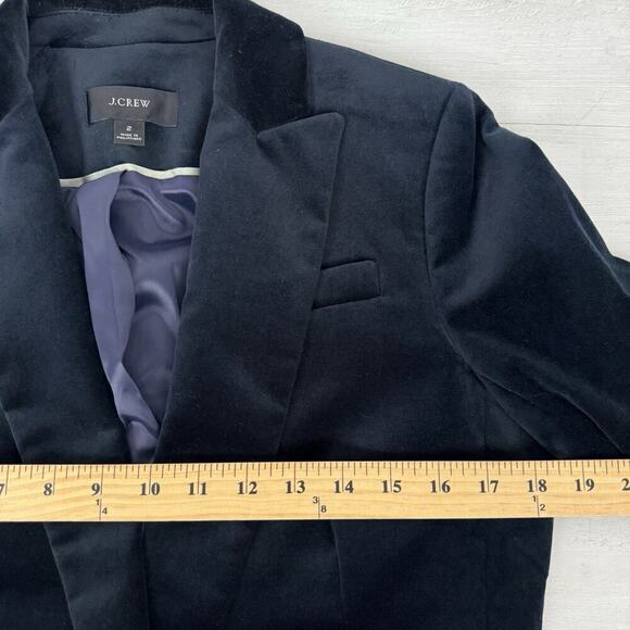 J.Crew Willa Blazer Womens 2 Black Stretch Velvet One Button‎ Preppy Academia - Picture 12 of 16